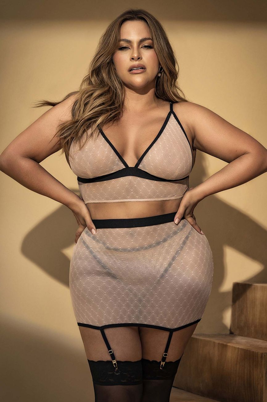 Mapale 8776X Curvy Size Three Piece Set Color Nude-Black.