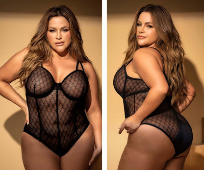 Mapale 8781X Curvy Size Bodysuit Color Black.