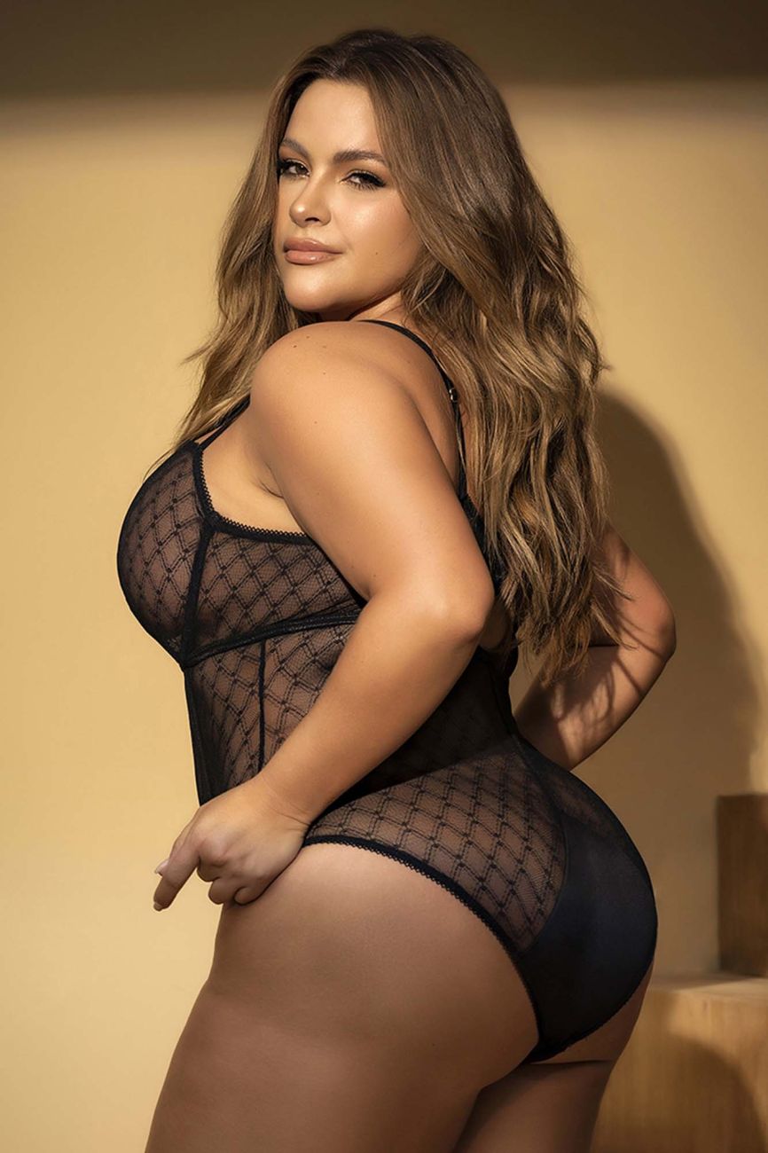 Mapale 8781X Curvy Size Bodysuit Color Black.