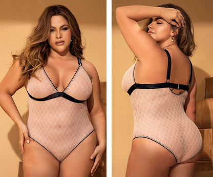 Mapale 8782X Curvy Size Bodysuit Color Nude-Black.