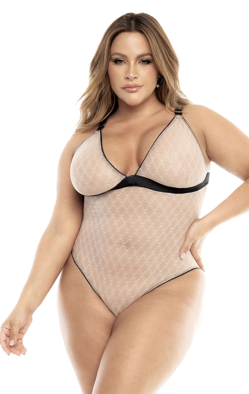 Mapale 8782X Curvy Size Bodysuit Color Nude-Black.