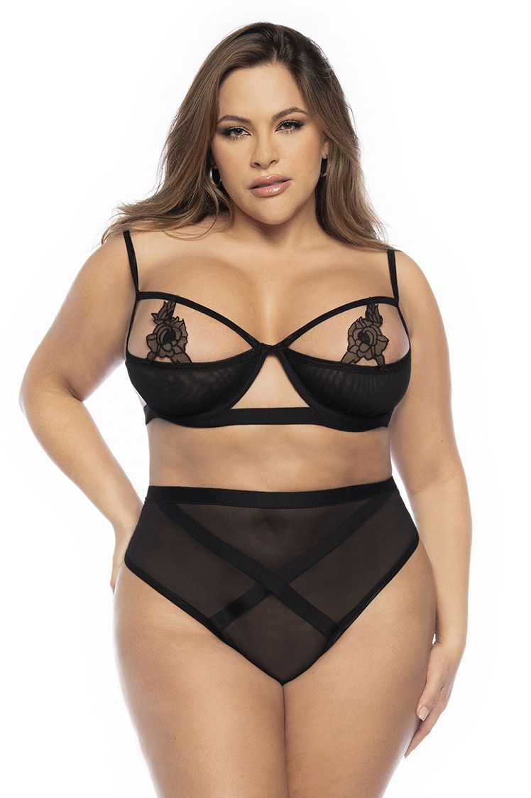 Mapale 8784X Curvy Size Two Piece Set Color Black.