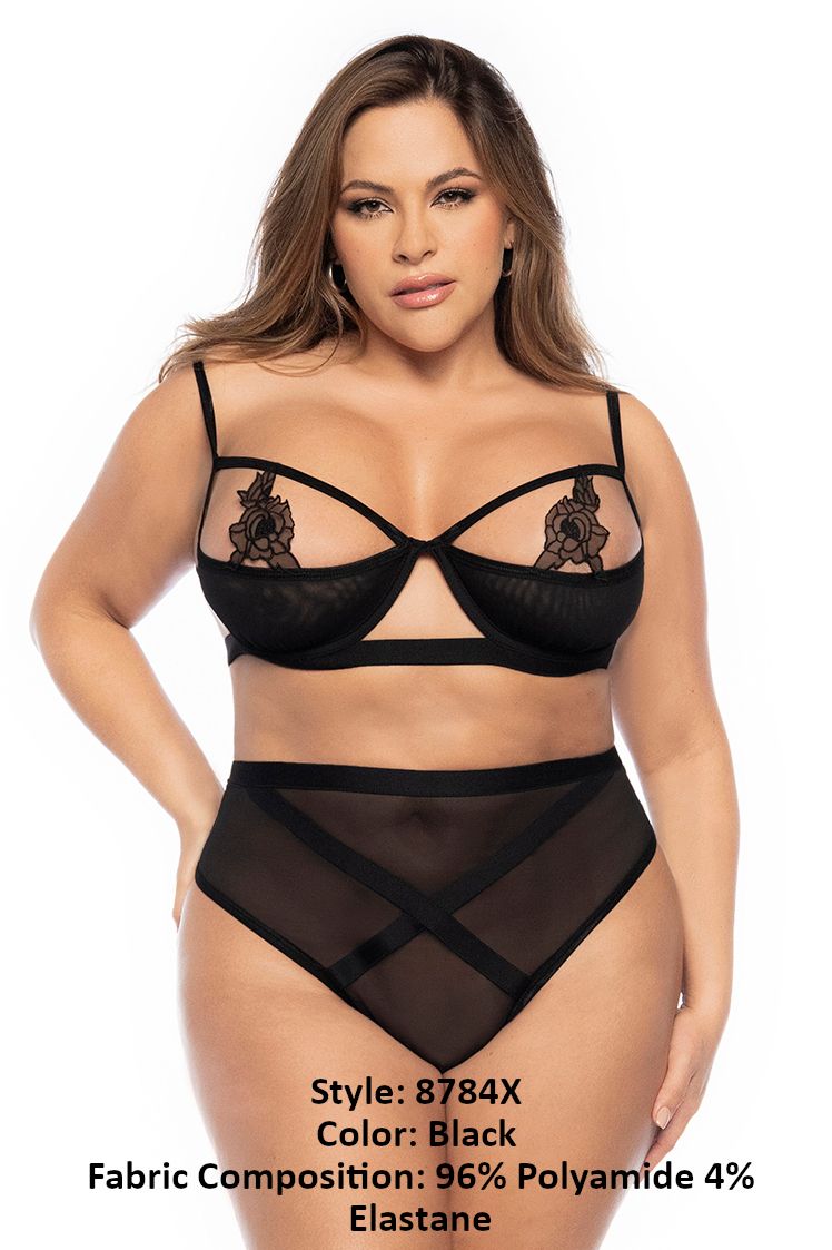 Mapale 8784X Curvy Size Two Piece Set Color Black.