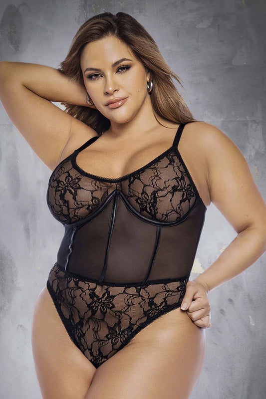Mapale 8800X Curvy Size Bodysuit Color Black.