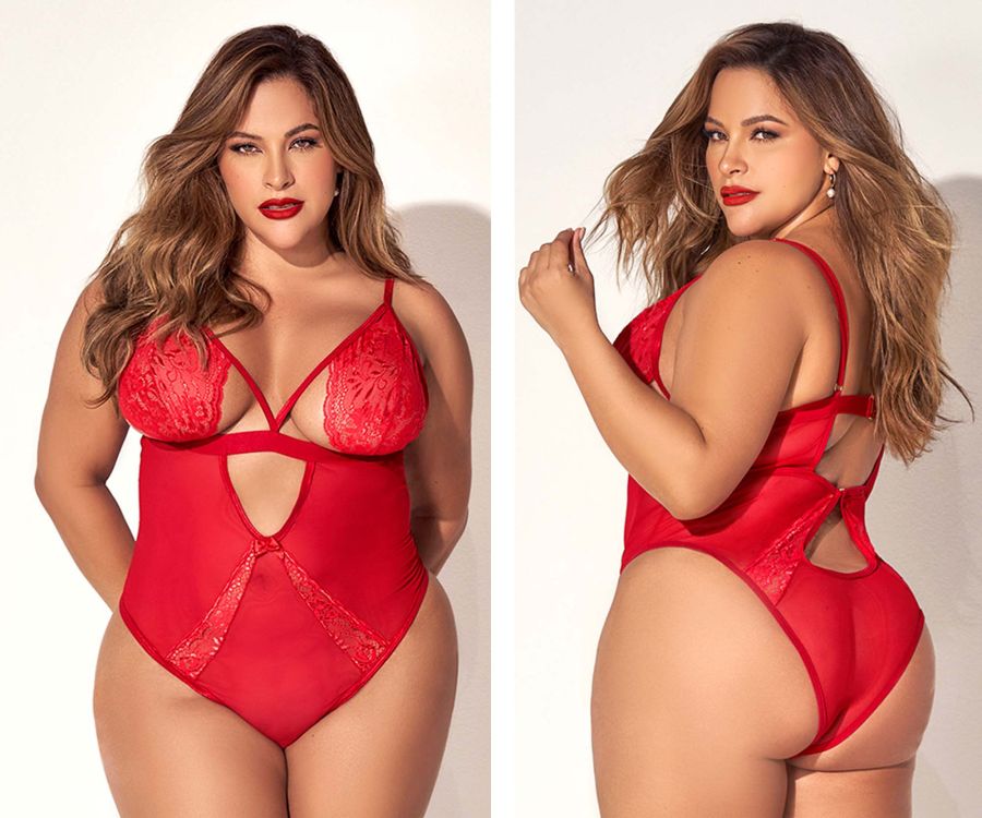 Mapale 8814X Curvy Size Teddy Color Red.