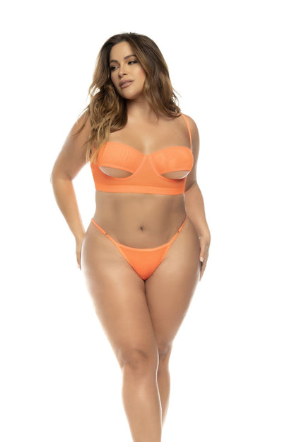 Mapale 8828X Curvy Size Sasha Three Piece Set Plus Color Hot Orange.