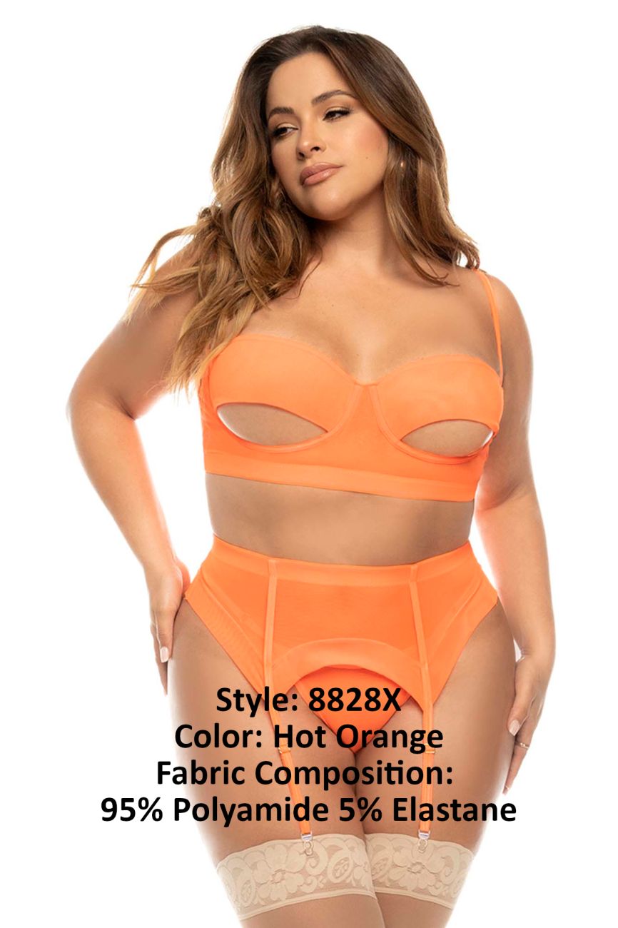Mapale 8828X Curvy Size Sasha Three Piece Set Plus Color Hot Orange.