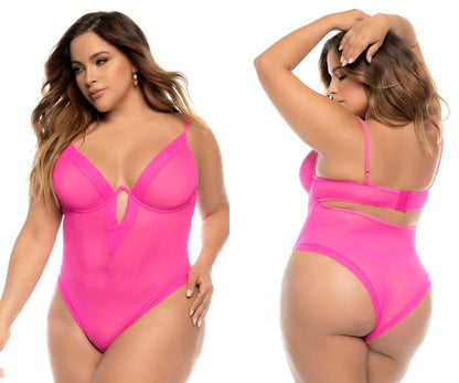 Mapale 8832X Curvy Size Debra Bodysuit Plus Color Hot Pink.