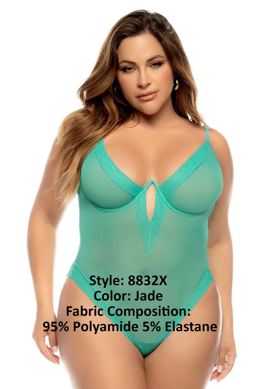 Mapale 8832X Curvy Size Debra Bodysuit Plus Color Jade.