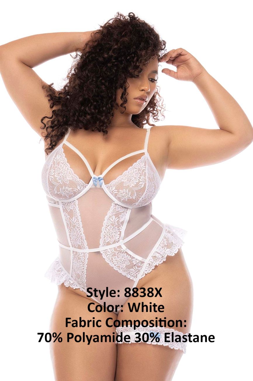 Mapale 8838X Curvy Size Emmeline Teddy Plus Color White.