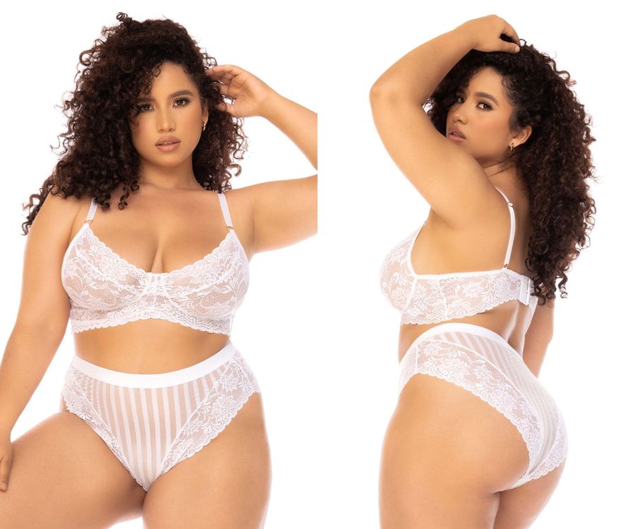 Mapale 8842X Curvy Size Emberly Two Piece Set Plus Color White.