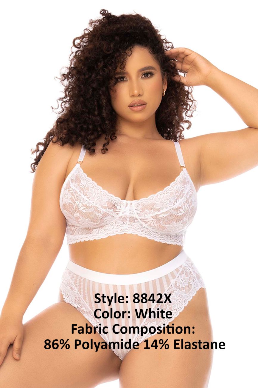 Mapale 8842X Curvy Size Emberly Two Piece Set Plus Color White.