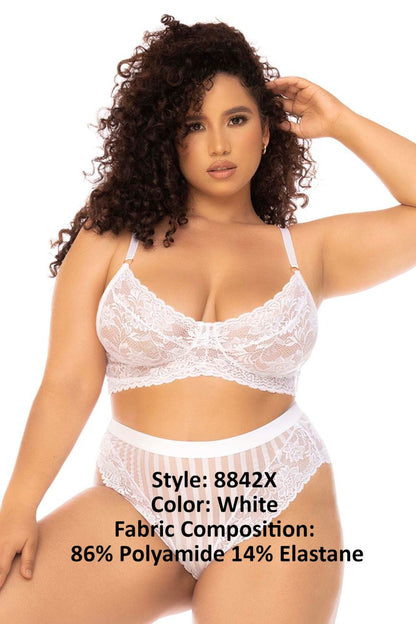 Mapale 8842X Curvy Size Emberly Two Piece Set Plus Color White.