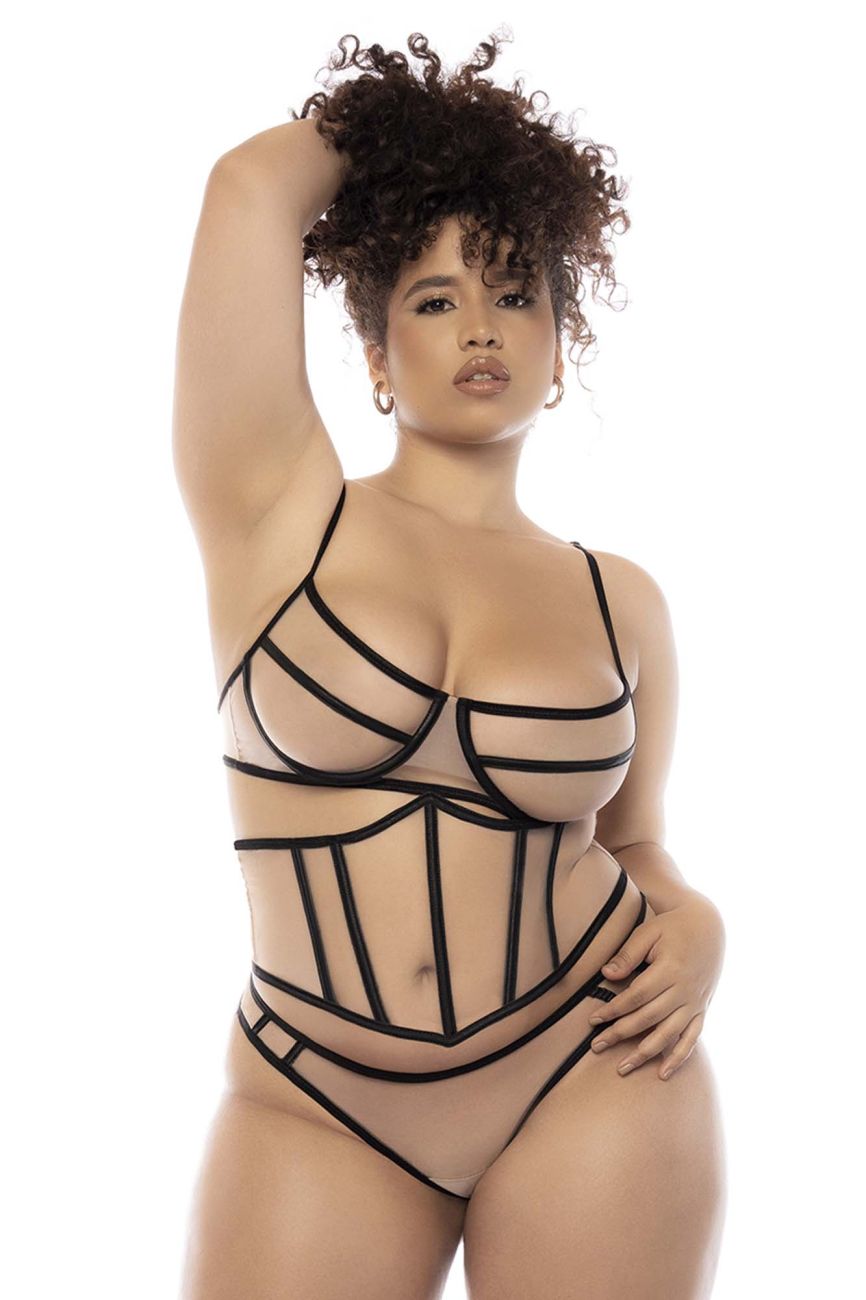 Mapale 8848X Curvy Size Solaine Three Piece Set Plus  Color Nude-Black.