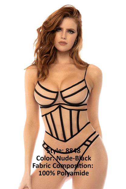 Mapale 8848 Solaine Three Piece Set Color Nude-Black.