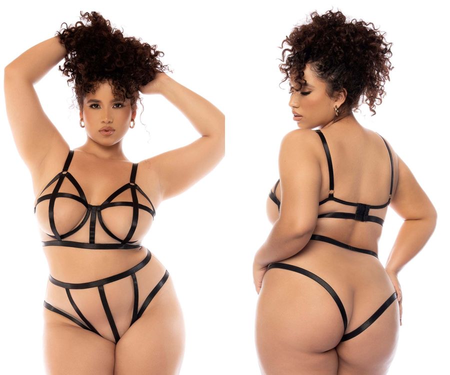 Mapale 8849X Curvy Size Havana Two Piece Set Plus Color Nude-Black.