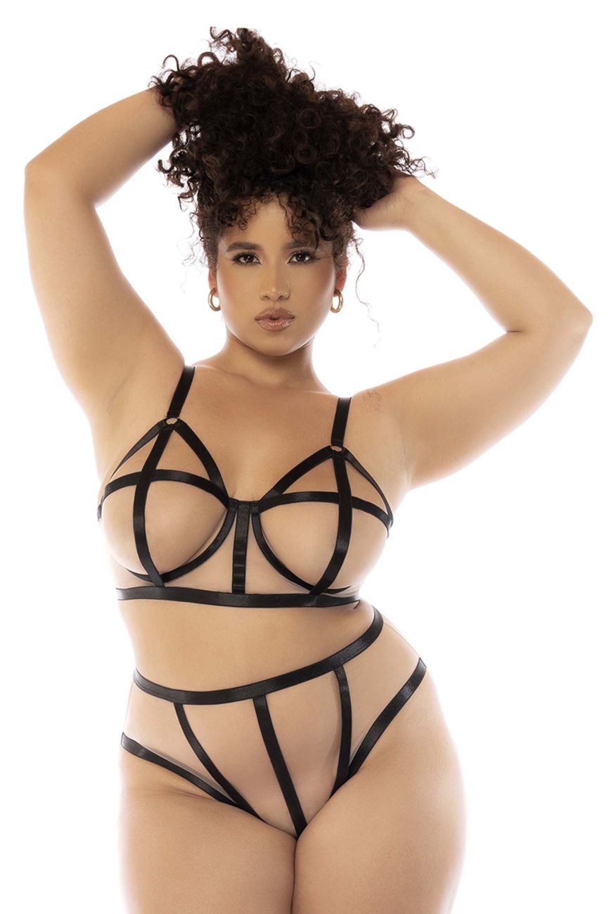 Mapale 8849X Curvy Size Havana Two Piece Set Plus Color Nude-Black.