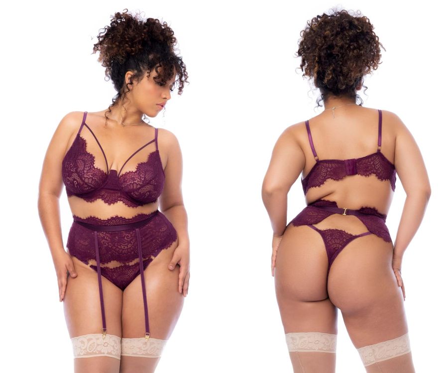 Mapale 8866X Curvy Size Three Piece Set Color Wine.