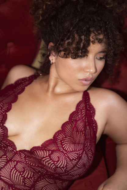 Mapale 8875X Curvy Size Bodysuit Color Rosewood.