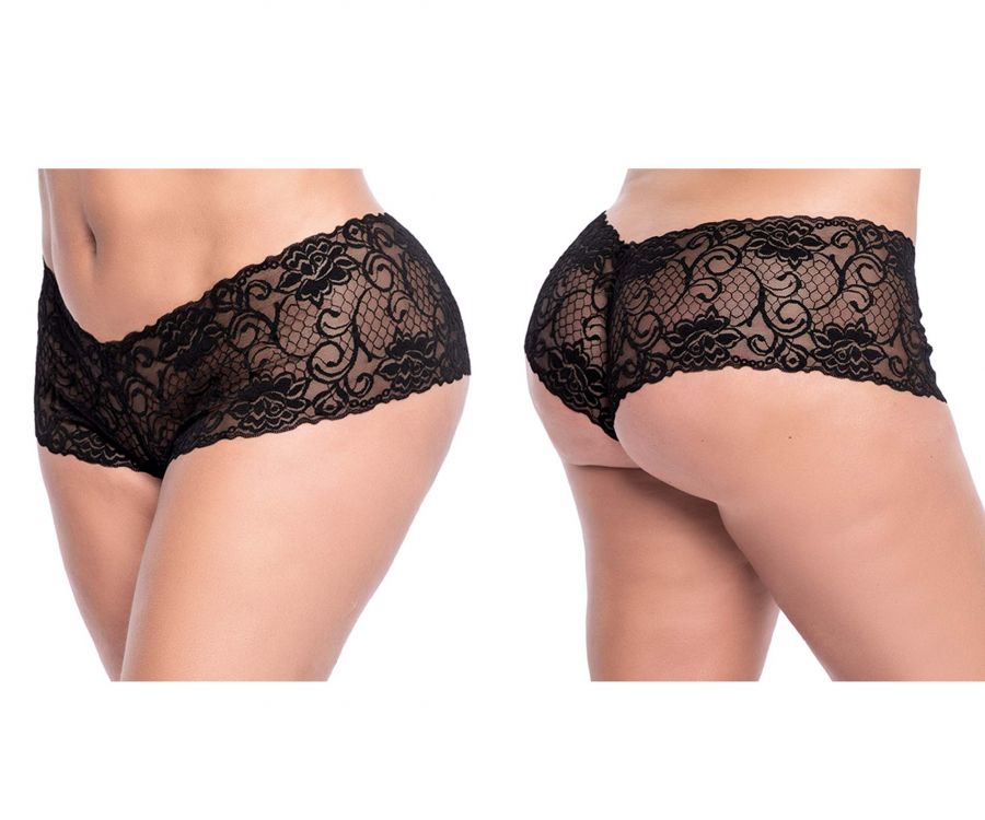 Mapale 90X Curvy Size Lace Boyshort Color Black.