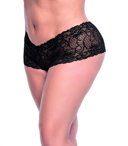 Mapale 90X Curvy Size Lace Boyshort Color Black.