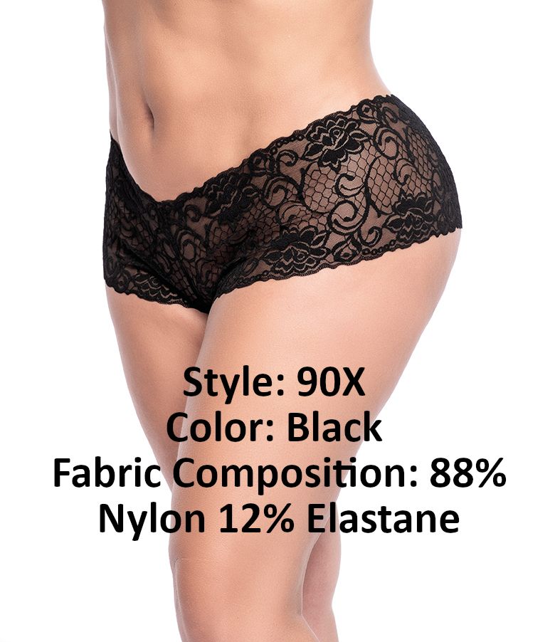 Mapale 90X Curvy Size Lace Boyshort Color Black.