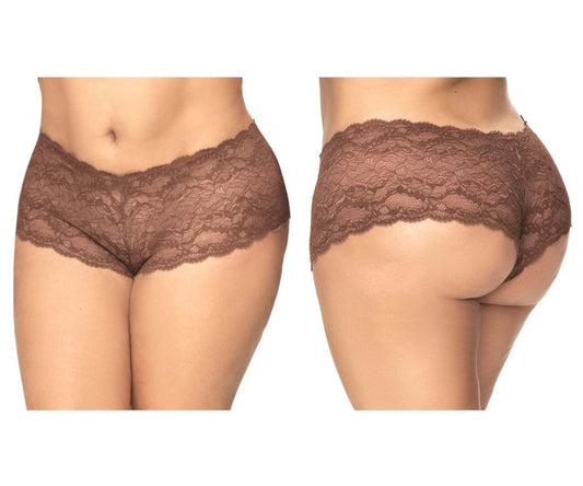 Mapale 90X Curvy Size Lace Boyshort Color Cocoa.