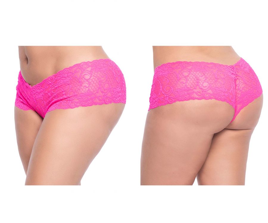 Mapale 90X Curvy Size Lace Boyshort Color Hot Pink.