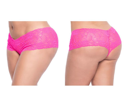 Mapale 90X Curvy Size Lace Boyshort Color Hot Pink.