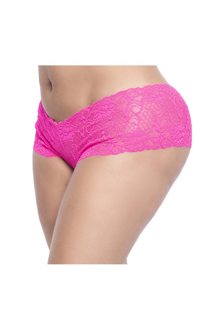 Mapale 90X Curvy Size Lace Boyshort Color Hot Pink.
