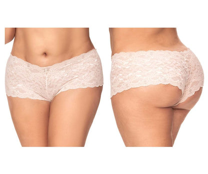 Mapale 90X Curvy Size Lace Boyshort Color Ivory.