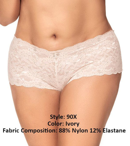 Mapale 90X Curvy Size Lace Boyshort Color Ivory.