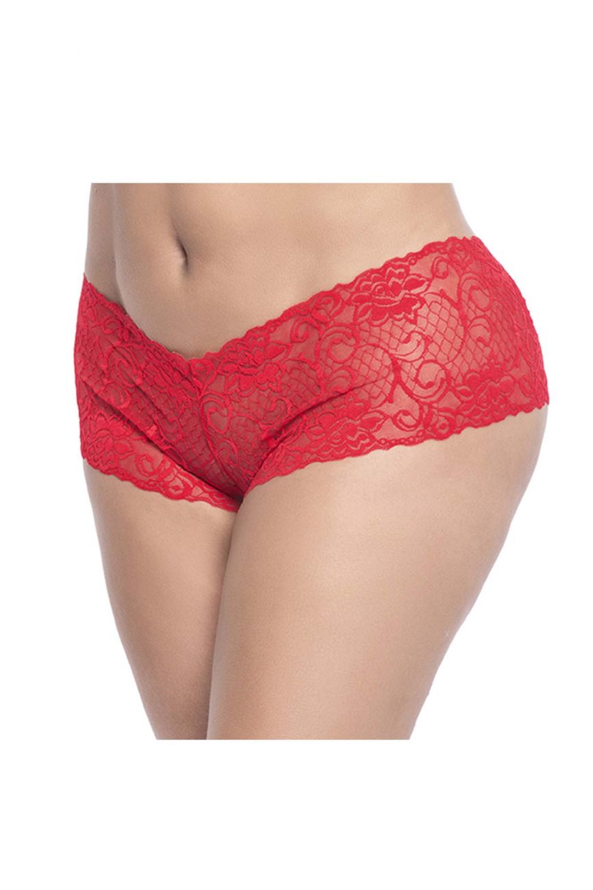 Mapale 90X Curvy Size Lace Boyshort Color Red.