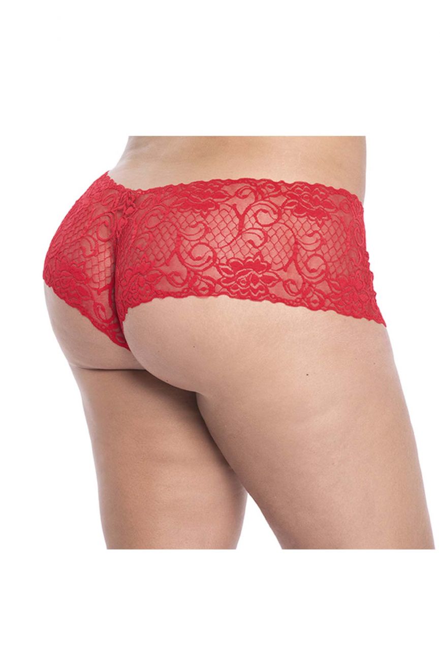 Mapale 90X Curvy Size Lace Boyshort Color Red.
