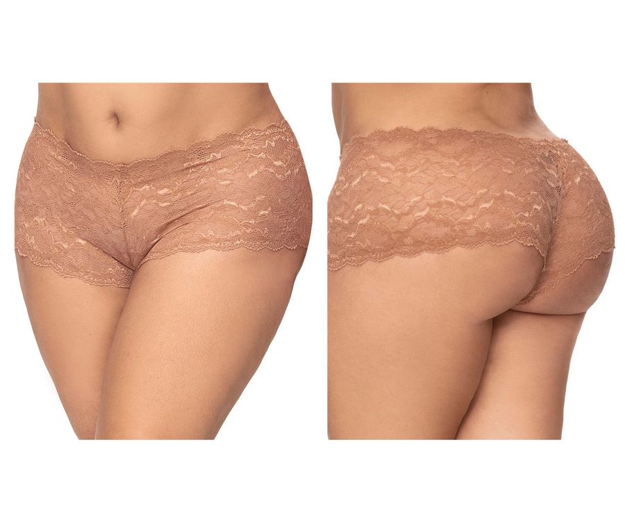 Mapale 90X Curvy Size Lace Boyshort Color Taupe.