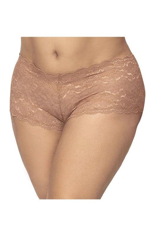 Mapale 90X Curvy Size Lace Boyshort Color Taupe.