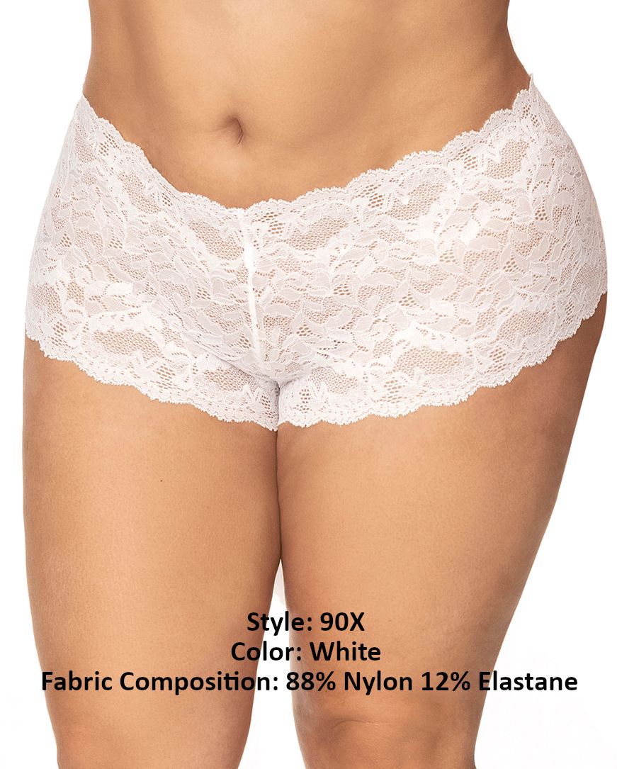 Mapale 90X Curvy Size Lace Boyshort Color White.