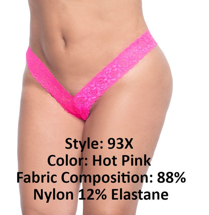 Mapale 93X Curvy Size Lace Boyshort Color Hot Pink.