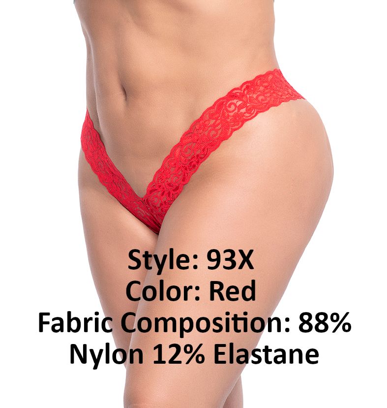 Mapale 93X Curvy Size Lace Boyshort Color Red.
