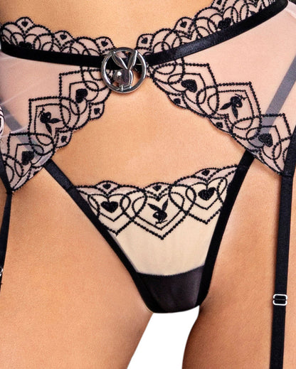 Playboy Bunny Kiss 3-Piece Garter Short Set Roma Confidential