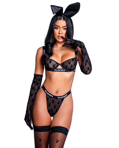 Playboy Bunny Noir 2-Piece Set (Bra and Thong) Roma Confidential