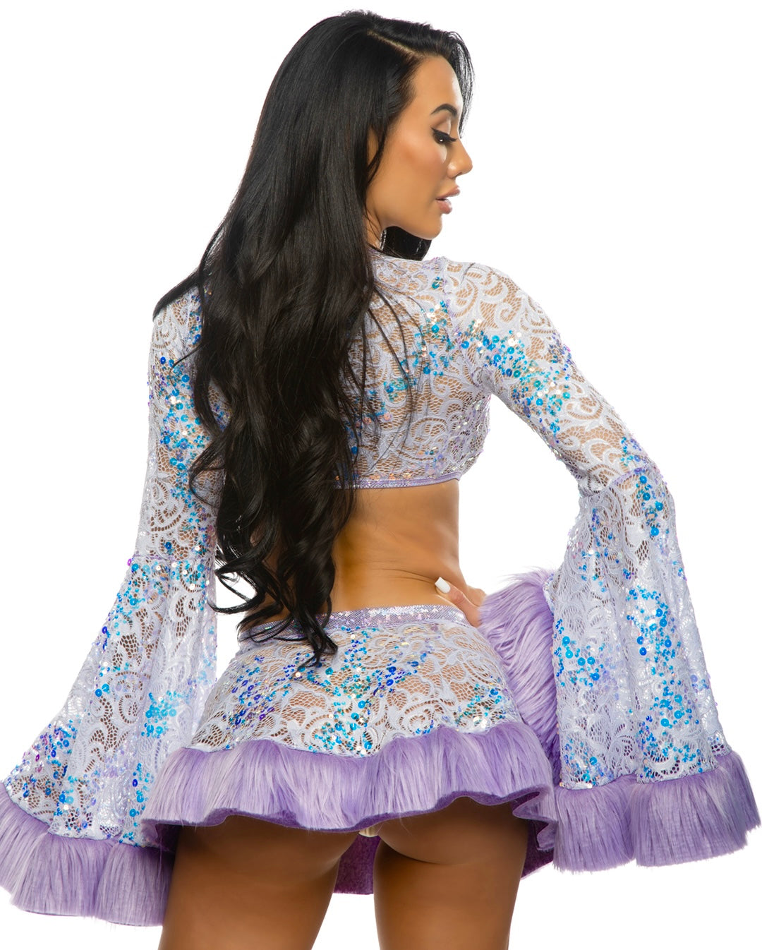 J. Valentine Rave Sequin Faux Fur Trimmed Skirt