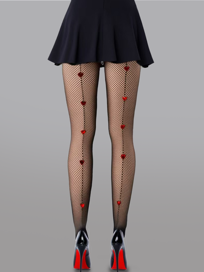 Heart Pattern Fishnet Tights.