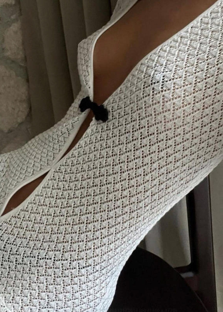 White Long Sleeve Maxi Dress.