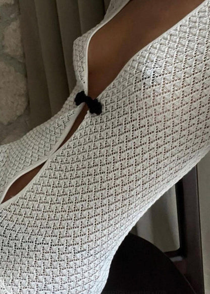 White Long Sleeve Maxi Dress.