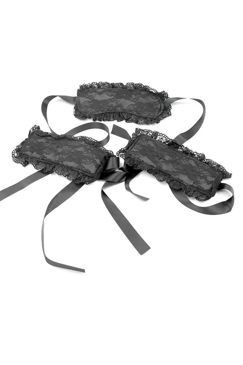 Plush Lace Eye Mask and Wrist Restraints.