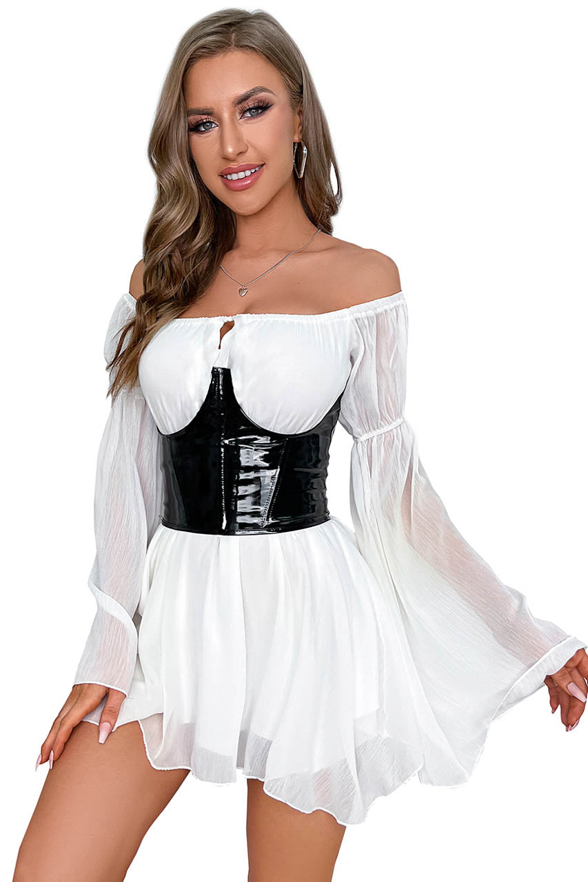 Plus Size Black Vinyl Waist Cincher.
