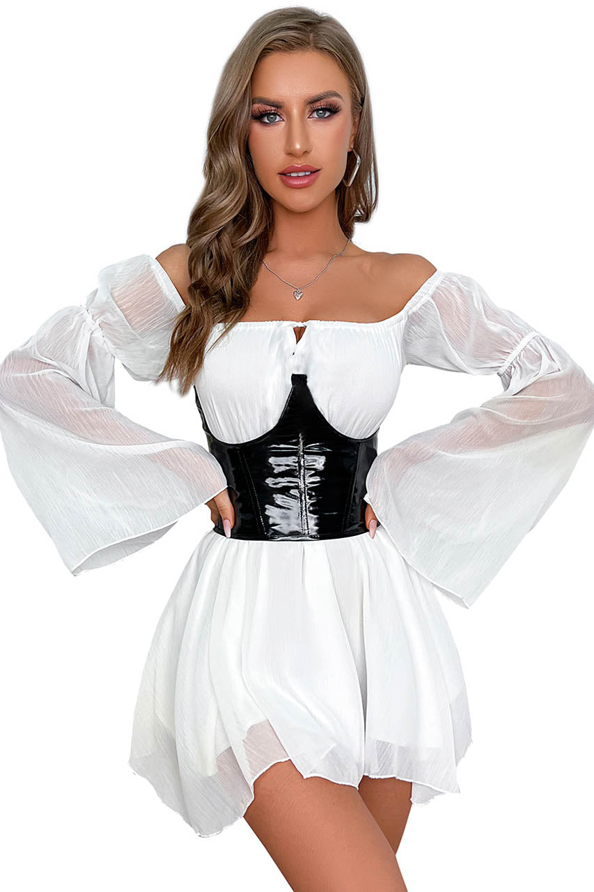 Plus Size Black Vinyl Waist Cincher.