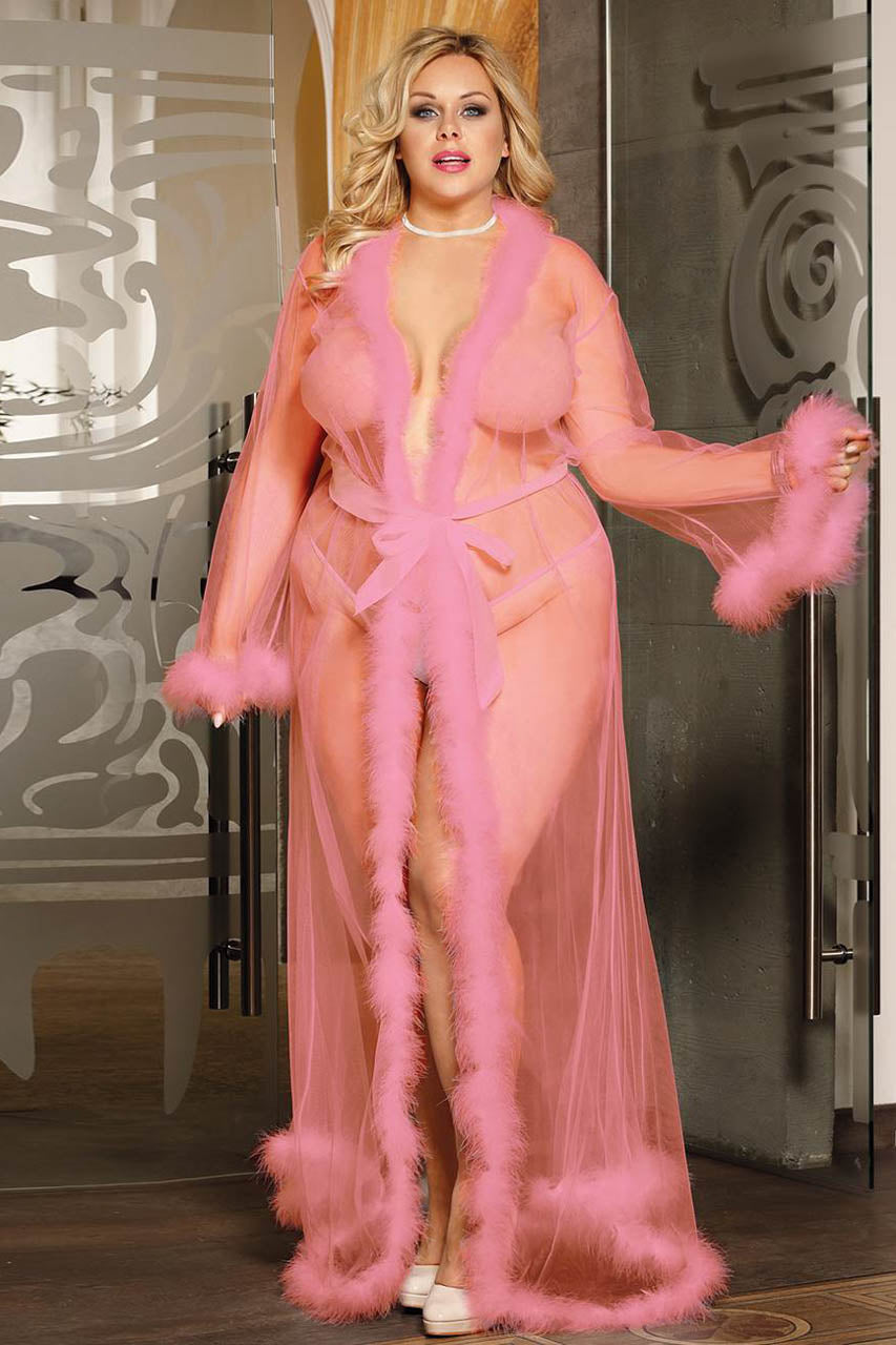 Plus Size Deluxe Marabou Trim Robe.