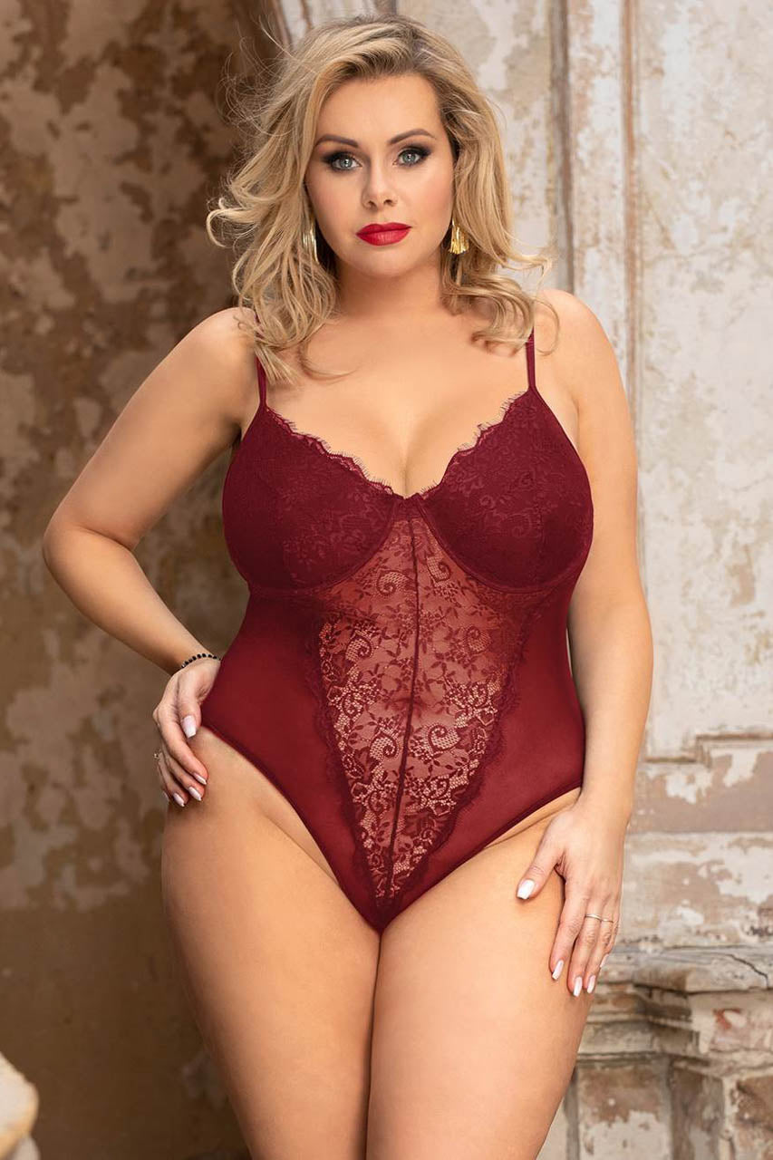 Plus Size Lace Underwire Teddy.
